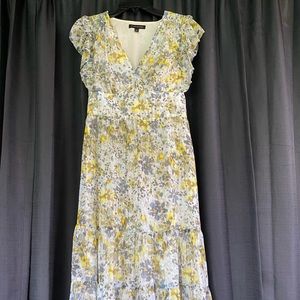Banana Republic Floral Midi Dress - Yellow and Gray